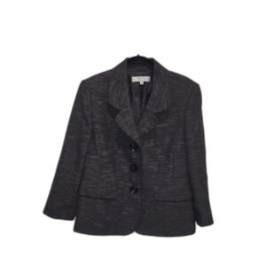 Kasper Dark Gray Textured Blazer - 10